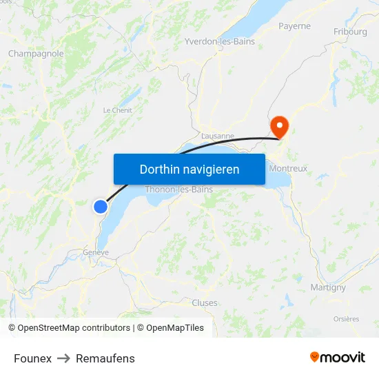 Founex to Remaufens map