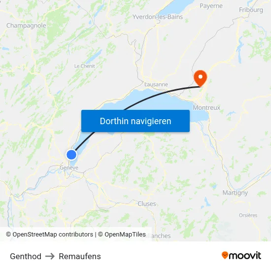 Genthod to Remaufens map