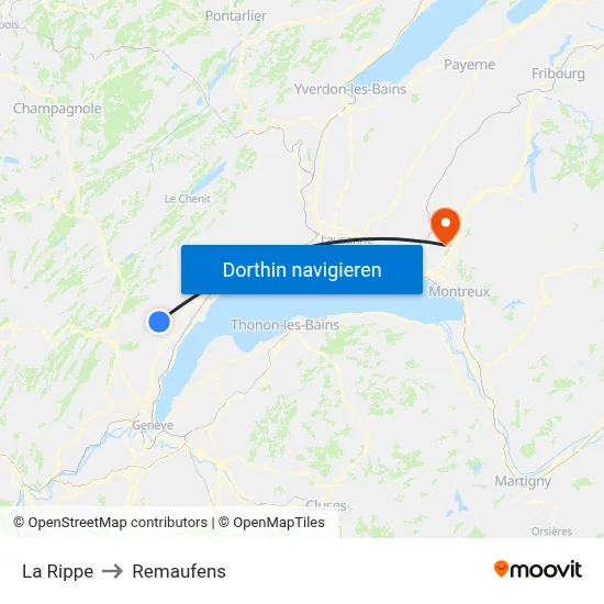 La Rippe to Remaufens map