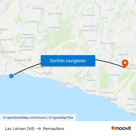 Lac Léman (Vd) to Remaufens map
