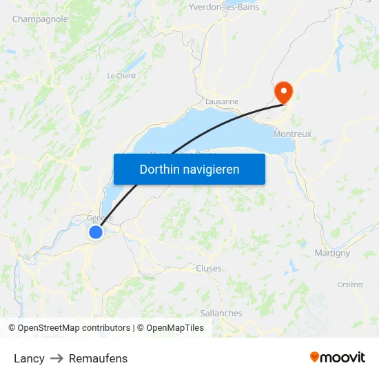 Lancy to Remaufens map