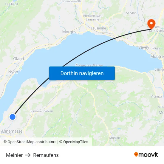 Meinier to Remaufens map