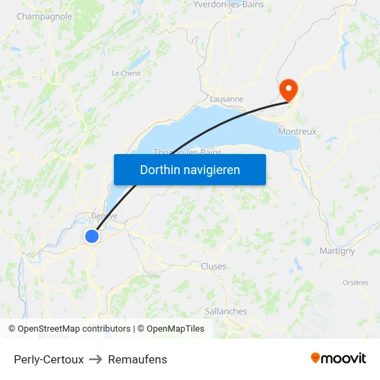 Perly-Certoux to Remaufens map