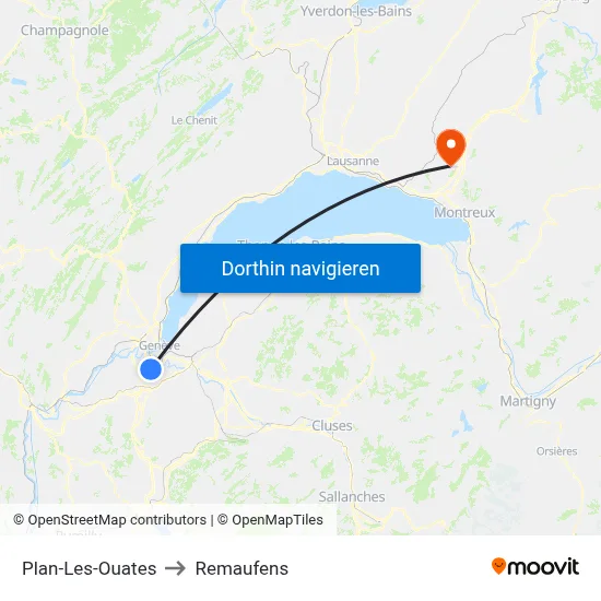 Plan-Les-Ouates to Remaufens map