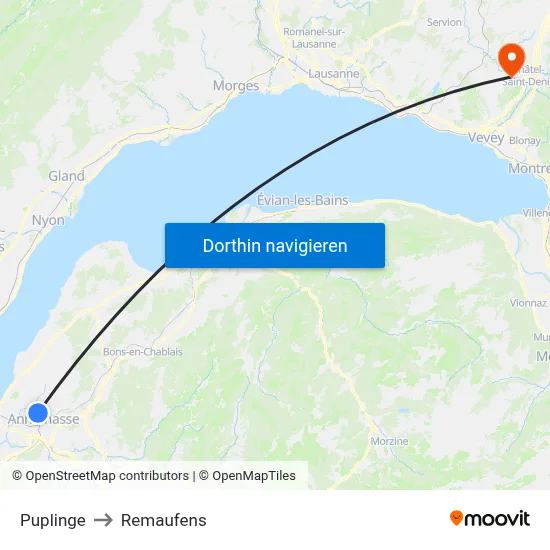 Puplinge to Remaufens map