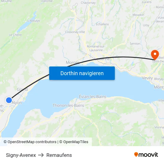 Signy-Avenex to Remaufens map