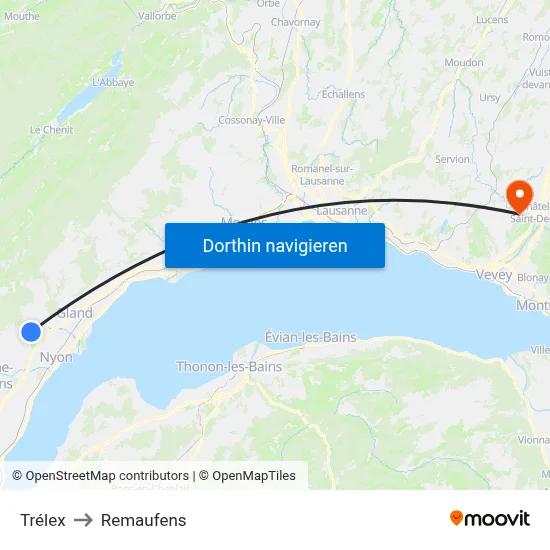 Trélex to Remaufens map