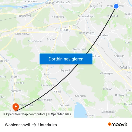 Wohlenschwil to Unterkulm map
