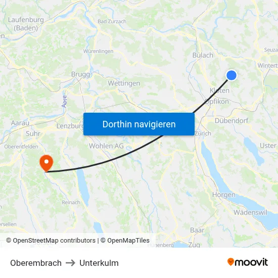 Oberembrach to Unterkulm map