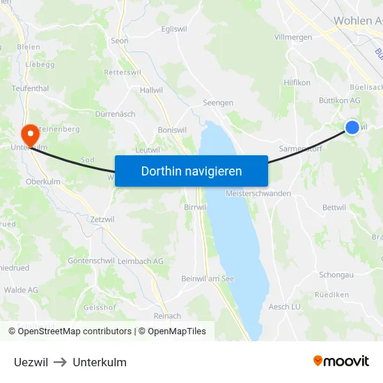 Uezwil to Unterkulm map