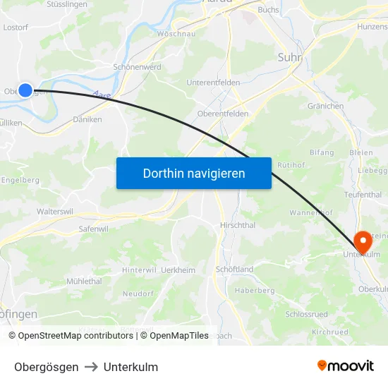 Obergösgen to Unterkulm map