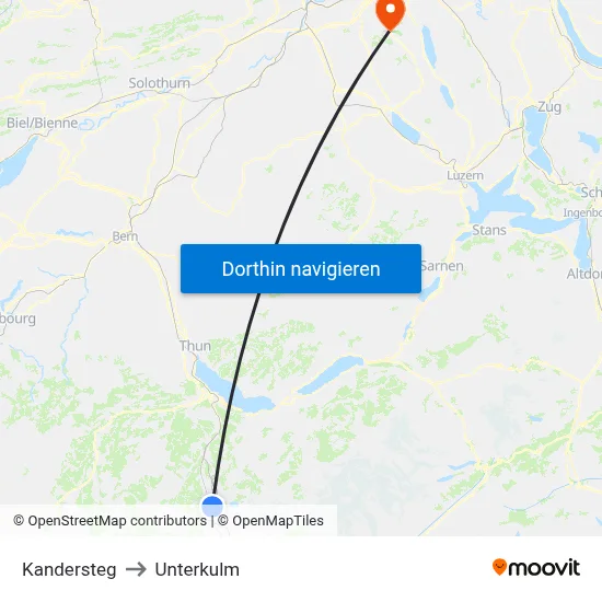 Kandersteg to Unterkulm map