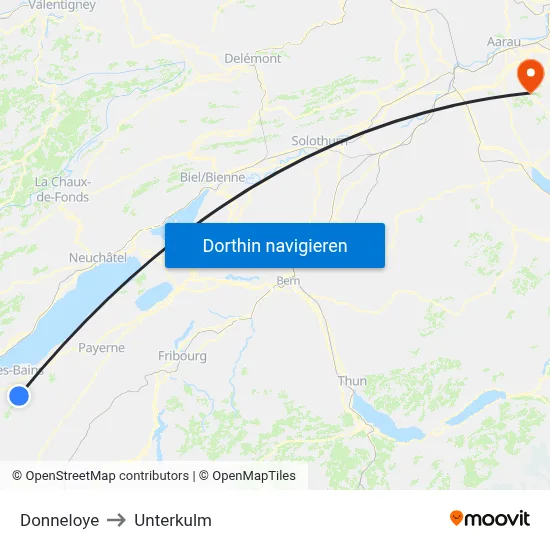 Donneloye to Unterkulm map