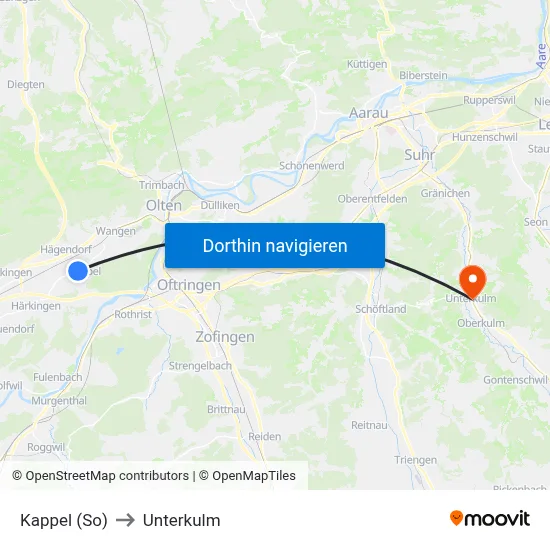 Kappel (So) to Unterkulm map