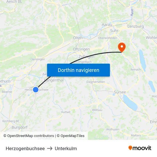 Herzogenbuchsee to Unterkulm map
