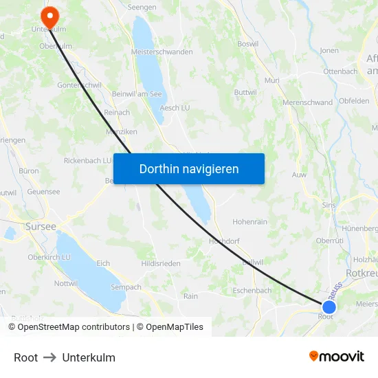Root to Unterkulm map