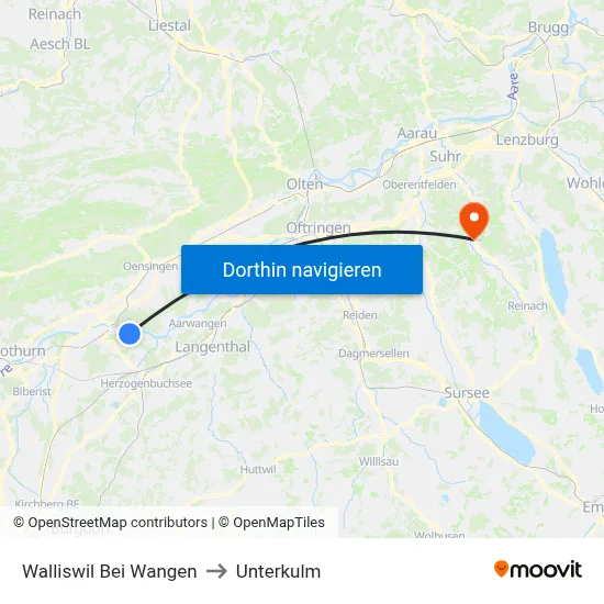 Walliswil Bei Wangen to Unterkulm map