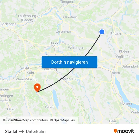 Stadel to Unterkulm map
