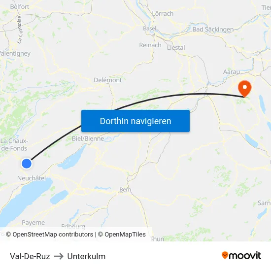 Val-De-Ruz to Unterkulm map