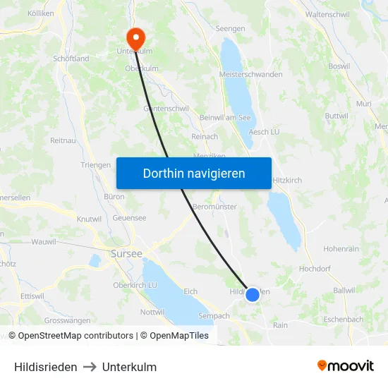 Hildisrieden to Unterkulm map