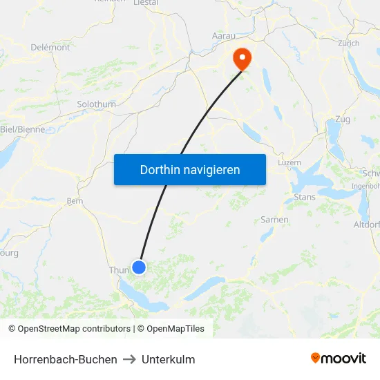 Horrenbach-Buchen to Unterkulm map