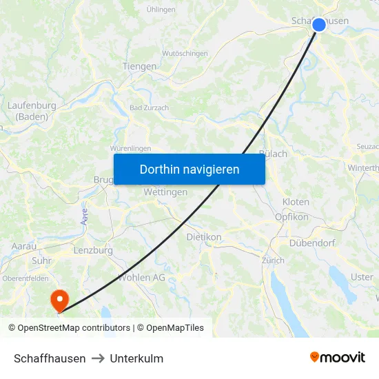 Schaffhausen to Unterkulm map