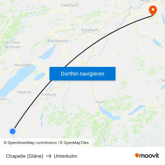Chapelle (Glâne) to Unterkulm map