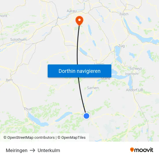 Meiringen to Unterkulm map