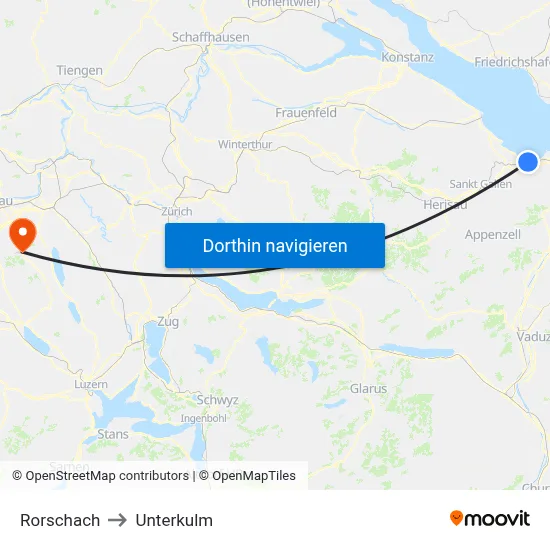 Rorschach to Unterkulm map