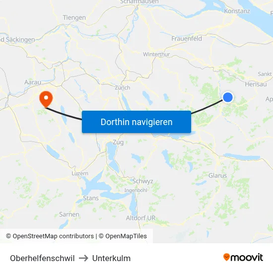 Oberhelfenschwil to Unterkulm map