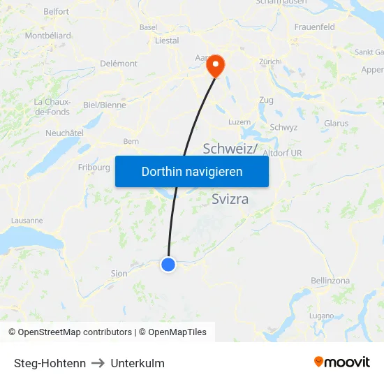 Steg-Hohtenn to Unterkulm map