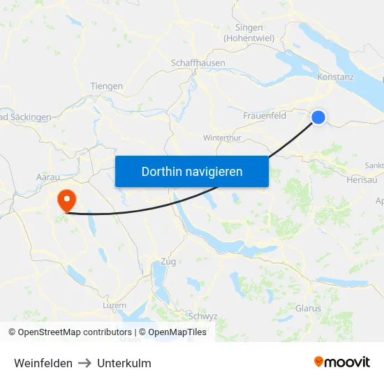 Weinfelden to Unterkulm map