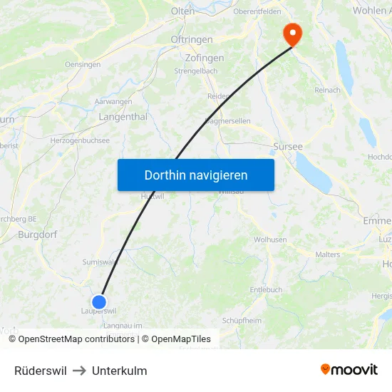 Rüderswil to Unterkulm map