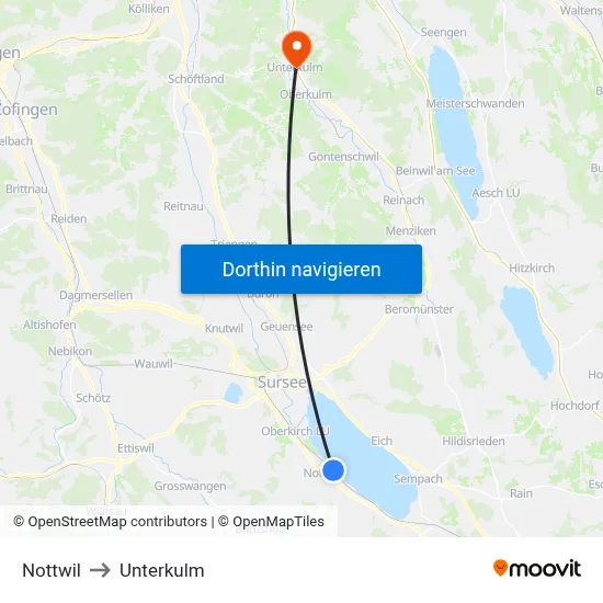 Nottwil to Unterkulm map
