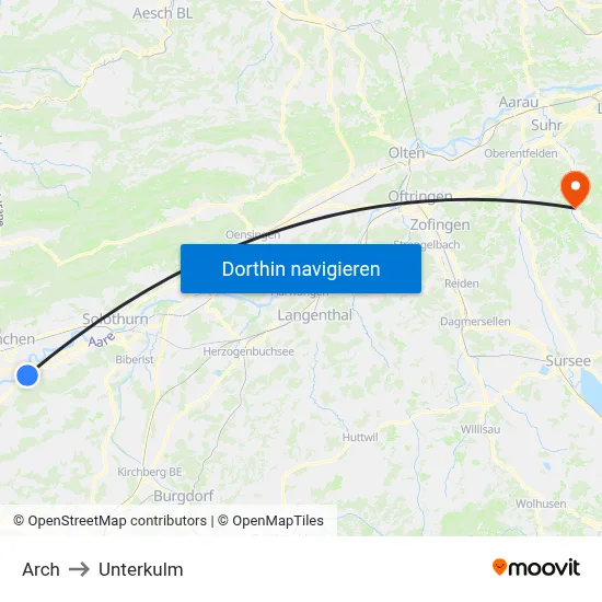 Arch to Unterkulm map