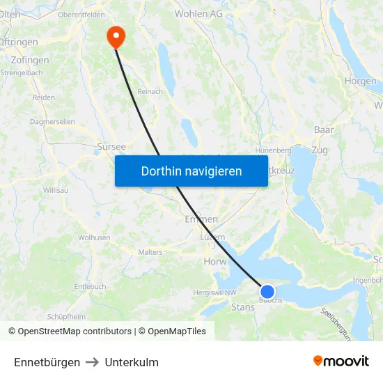 Ennetbürgen to Unterkulm map