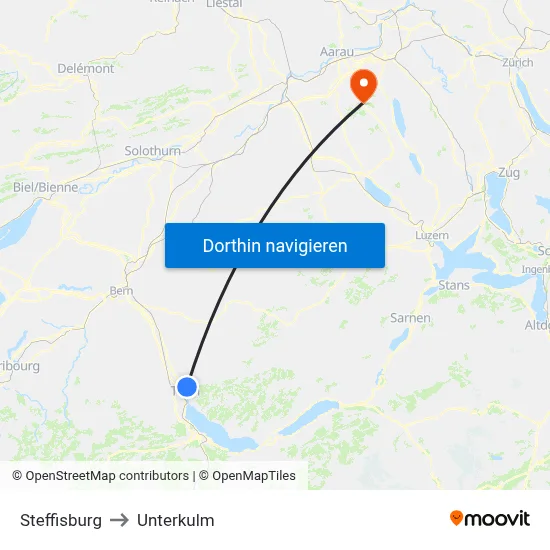 Steffisburg to Unterkulm map