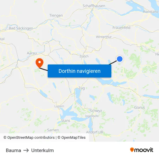 Bauma to Unterkulm map