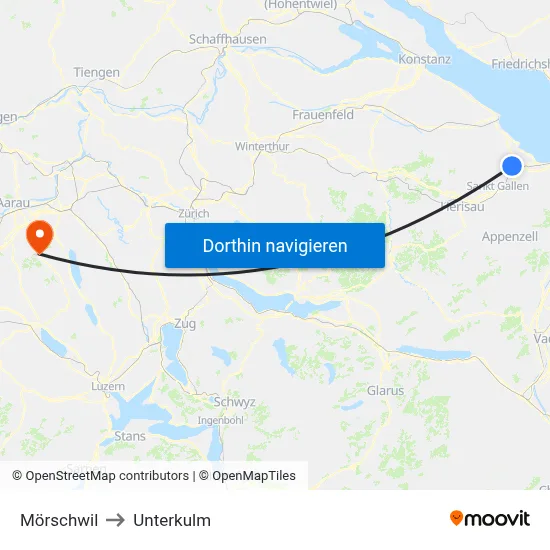 Mörschwil to Unterkulm map