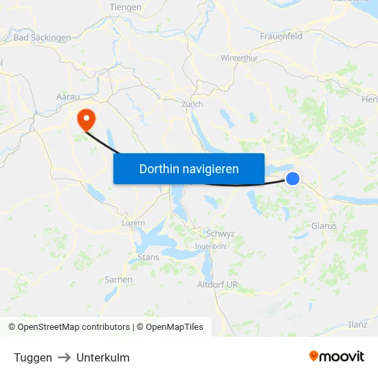 Tuggen to Unterkulm map
