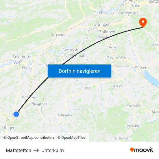 Mattstetten to Unterkulm map