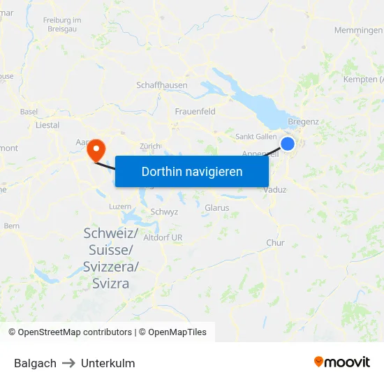 Balgach to Unterkulm map