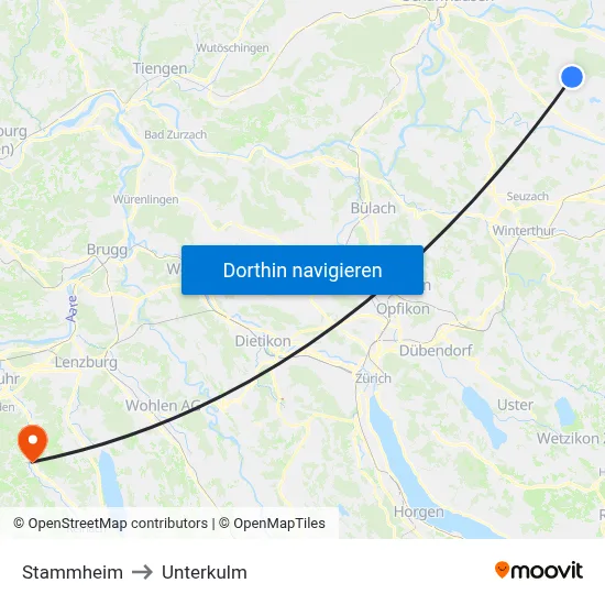Stammheim to Unterkulm map