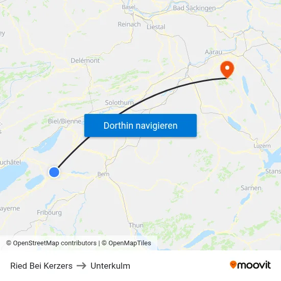 Ried Bei Kerzers to Unterkulm map