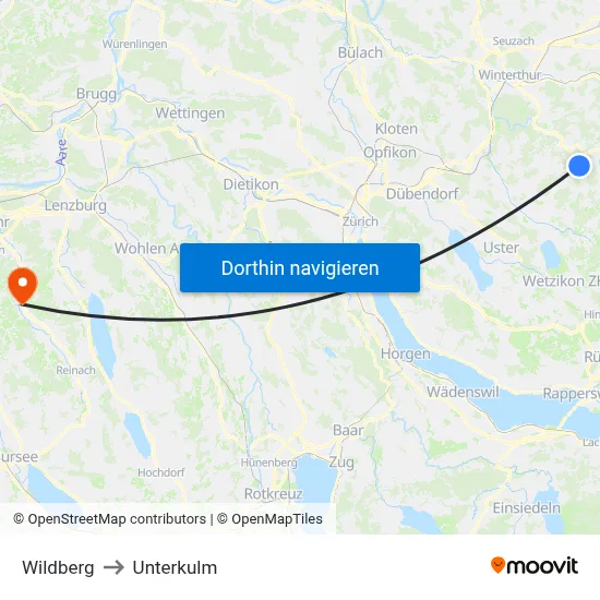 Wildberg to Unterkulm map