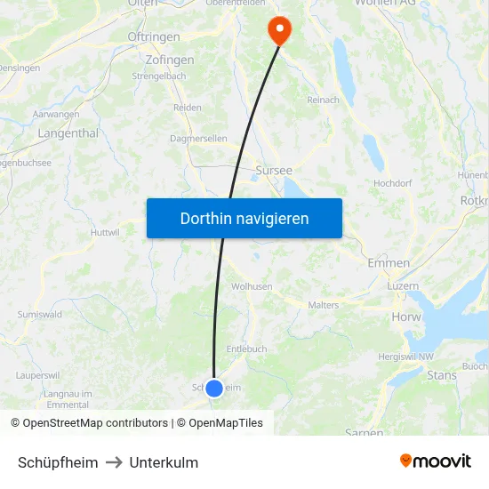 Schüpfheim to Unterkulm map