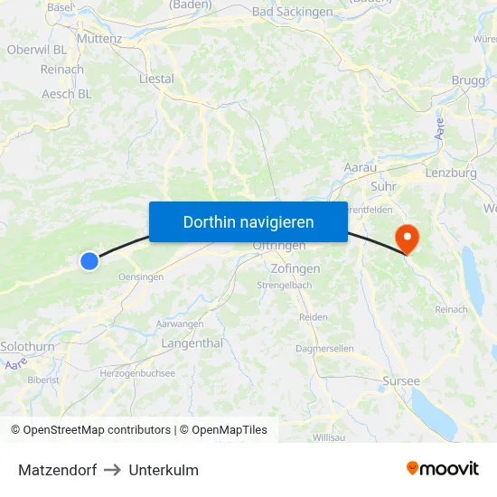 Matzendorf to Unterkulm map