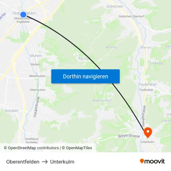 Oberentfelden to Unterkulm map