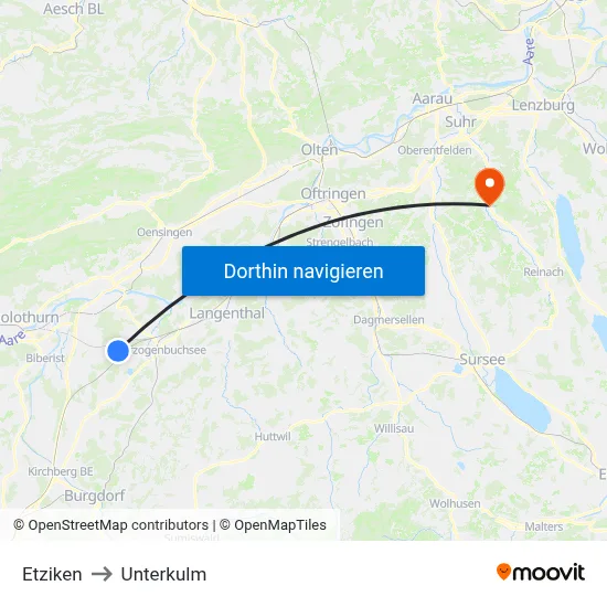 Etziken to Unterkulm map