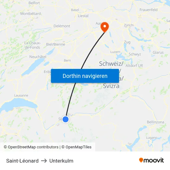 Saint-Léonard to Unterkulm map